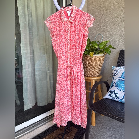 Nicole Miller Dresses & Skirts - Nicole Miller Pink and White Flutter Sleeve Sundress